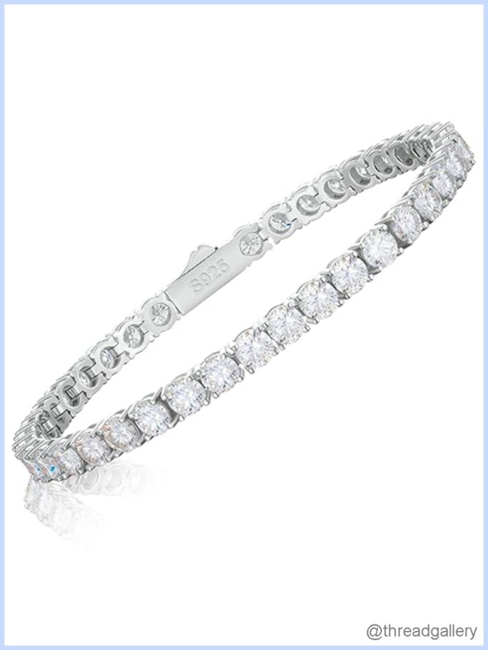 Moissanite Tennis Bracelet 18K Gold Plated S925 Sterling Silver 4mm 6.5"